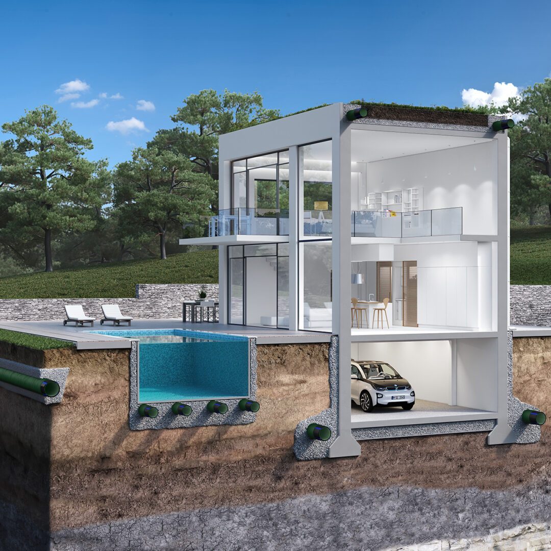 GEODRAIN PLUS Conductă rigidă perforată GEODRAIN PLUS cu perete dublu structurat și geotextil