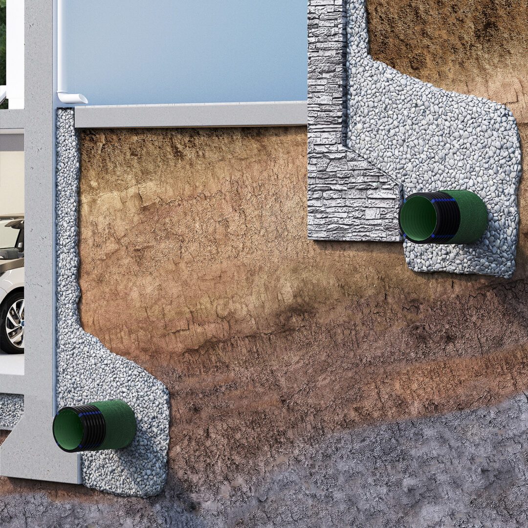 GEODRAIN PLUS Conductă rigidă perforată GEODRAIN PLUS cu perete dublu structurat și geotextil